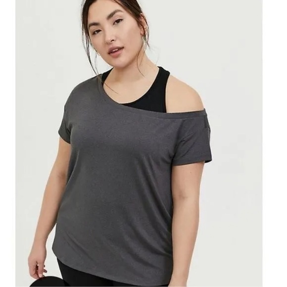 Torrid Performance Jersey Off-Shoulder Active Tee - Picture 1 of 14